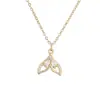 Aogu Moda Versátil Chapado en Cobre Oro de 18 Quilates Circonita Nácar Colgante de Cola de Pez Collar para Mujer Nicho Gama Alta Cadena para Clavícula Nuevo