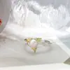 Nafoge joyería de plata al por mayor hecha a mano con incrustaciones de perla natural anillo abierto de plata moda para mujer anillo de plata de ley 925