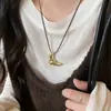 Collar de Cuerda de Cuero Negro Croissant Estilo Normcore Coreano para Mujer Cadena Larga para Suéter de Cuello Halter Accesorios de Otoño e Invierno Lujo Accesible de Gama Alta