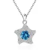 Colar Cruzado Europeu e Americano de Prata Esterlina S925 com Doze Pedras de Nascimento Estrela-do-Mar para Mulheres Moda Amazon Pingente de Estrela Corrente da Clavícula
