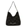 Bolso de Cubo Retro de Ante Transfronterizo para Mujer, Bolso tipo Bolsa de Basura Escarchada, Bolso Pequeño con Cadena de Remaches de Fragancia, Bolso de Hombro Cruzado