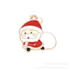 Dibujos Animados Bricolaje Navidad Papá Noel Goteo de Aceite Aleación Accesorios de Joyería Serie Navideña Llavero Colgante Transfronterizo