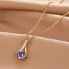 Nuevo Collar Cruz Morada Diosa para Mujer, Sencillo, Elegante, de Alta Gama, Colgante de Espiga Microincrustado, Collar de Cadena para Clavícula