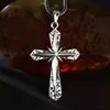 Colgantes de plata de ley 925 al por mayor, colgantes de cruz de estrella martillada, joyería estilo punk con patrón de estrella, plata tailandesa, vintage, envejecida.