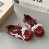 Zapatillas de Entrenamiento Alemanas Lindas de Bloques de Color para Mujer 2026 Invierno Suela Gruesa Que Aumenta la Altura Zapatos Deportivos Casuales Versátiles con Cordones Cruzados Puntera Redonda