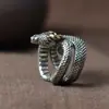 Anel de Cobra Vintage Desgastado Anel de Prata 925 Design de Nicho Anel de Cobra Joias de Prata Cobra do Zodíaco Estilo Masculino Venda por Atacado do Fabricante