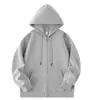 Sudadera de Algodón Unisex Color Sólido Cálida con Cremallera Sudadera con Capucha Otoño Invierno Nueva Hombro Caído Manga Bolsillo Doble Chaqueta Cardigan Moderna