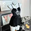 Romance Floral Lingerie Sexy Camisola Estilo Puro Desejo Vestido com Alça de Veludo Pequeno Realçador de Seios Conjunto de Pijama e Roupa de Casa A068