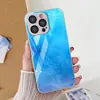 Capa de Celular de Vidro Azul Metálico com Glitter para iPhone 17 Pro Max, Cobertura Completa com Recortes Precisos, Dropshipping Disponível