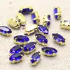 10 Piezas de Strass de Garra Cosidos a Mano de Ojo de Caballo Pequeño de 4x8mm con Base Dorada y Agujeros para Decoración de Zapatos y Cuellos de Ropa, Botones de Strass para Bolsos