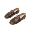 Em Estoque~~Mocassins Versáteis de Solado Plano com Cadarço Feminino de Bico Baixo Vintage Desgastado Casuais Sapatos de Couro para Mulheres Estilo Simples