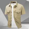 Camisa de Manga Larga para Hombre de Trabajo de Otoño Primavera de Venta Caliente Ropa de Trabajo de Algodón Casual Holgada Camisa Versátil para Exteriores Camisa Lavada para Hombre