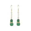 Pendientes de calcedonia con forma de calabaza estilo chino para mujer, nuevos pendientes estilo chino Hanfu, cheongsam, falda de cara de caballo, ganchos de oreja con borlas, elegantes y versátiles