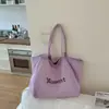 Bolsa Tote Grande de Tecido Transfronteiriça Estilo Preguiçoso Casual com Estampa de Letras Bolsa de Ombro Mochila Casual para Viagem para Mulheres