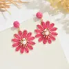 Brincos de Flor de Ráfia Tecidos à Mão Quente Vendidos no Temu Brincos de Design de Nicho Brincos Doces Boêmios