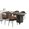 Modelo 2026, mesa de jantar com base de apoio de fundo inteiro, luxo leve estilo italiano, design moderno minimalista, adequado para apartamentos pequenos