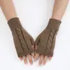 G809 otoño e invierno nuevo guantes de lana de medio dedo con trenzado de 8 palabras para hombre y mujer cálidos de moda mangas falsas mangas tejidas para brazo