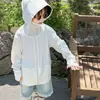 Ropa de Protección Solar de Verano para Niños, Ropa de Verano para Bebés de Manga Larga de Seda de Hielo Estilo Coreano para Niños, con Capucha Transpirable y Ligera, Moderna para Niñas
