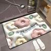 Tapete de chão para banheiro com florzinha tridimensional, tecnologia de impressão expansiva 3D, tecido absorvente, tapete para pés, tapete de chão antiderrapante para banheiro