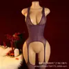Ropa de Malla de Nuevo Estilo de Comercio Exterior Transfronterizo Tallas Grandes, Conjunto de Una Pieza Sin Quitarse, Medias de Lencería Sexy Transparentes Apasionadas Desprendibles