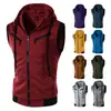 Explosões do AliExpress para o Verão Novo Colete Masculino Sem Mangas com Capuz Cor Sólida Casual Slim WZ10A
