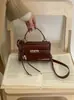Bolso Transfronterizo para Mujer, Bolso de Mano de Cuero Encerado Retro, Elegante Bolso de Hombro tipo Kelly con Hebilla de Cierre, Bolso Cruzado Versátil para el Día a Día