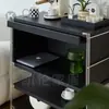 Estantería para Libros con Puerta abatible Acero Inoxidable Estilo Bauhaus Sala de Estar Estante de Almacenamiento de Ranura Estrecha Gabinete para Cafetera Gabinete de Almacenamiento Almacenamiento