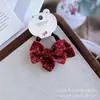 Corda de Cabelo Simples de Veludo para Ano Novo Anel de Cabelo Bordado Vintage Infantil Laço de Outono e Inverno Rabo de Cavalo Alto Elástico de Cabelo de Princesa Tendão