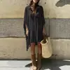 Estilo europeu e americano transfronteiriço, bainha com franjas, cor sólida, corte solto, transparente, proteção solar, comprimento médio, saída de praia sexy