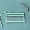 Estojo de caneta, estilo coreano, simples, bolsa de armazenamento de malha transparente, caixa de papelaria de grande capacidade para estudantes, projetado especificamente para exames, de camada dupla