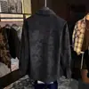 Otoño Nuevo Estilo Chino Chaqueta Camisa de Cuero Mate para Hombre Holgada Moda Versátil Tie-Dye Atractiva Manga Larga Top Tendencia