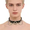 Gargantilha de Couro com Design de Nicho para Mulheres, Gargantilha Punk Harajuku Gótico Preta com Tachas