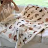 Manta de siesta de oficina para otoño e invierno con diseño de cachorro crema, chal cálido de lana de cordero de dibujos animados lindos para niñas