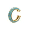 Joia com fivela de pérola microincrustada com diamante colorido clipe de osso da orelha zircônia colorida brincos de clipe de orelha simples cobre banhado a ouro 18K VE131