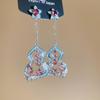 Pendientes de Flor de Calabaza con Borla de Zirconia Súper Brillante Aguja de Plata Nuevo Estilo Chino Pendientes de Zirconia de Colores Aretes de Presión Pendientes de Lujo Ligero de Alta Gama