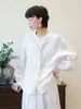 Camisa Blanca de Cuello Redondo con Volantes Estilo Retro Francés de Lino Tencel para Mujer Verano Otoño Estilo Perezoso Holgado D0155