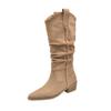 2262-1 Botas de Gamuza Holgadas Talla Grande para Mujer, Botas Vaqueras Occidentales, Botas Largas de Pierna Gruesa, Botas de Montar Altas hasta el Muslo