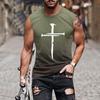 Europa y Estados Unidos verano transfronterizo nuevo comercio exterior para hombre Amazon chaleco explosivo impresión degradada 3D cuello redondo chaleco para hombre