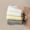 Meias femininas primavera e verão finas de cano médio cor sólida malha respirável anti-odor borda franzida estilo universitário meias largas atacado