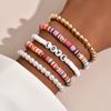 Pulseras de Arcilla Suave con Letras Estilo Bohemio de Nicho Más Vendidas Transfronterizas Set de Pulseras Multicapa Joyería para el Día de San Valentín en Stock