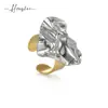Anillo Popular de Acero Inoxidable Geométrico Plegado Corazón de Amazon Estilo Ins para Mujer Lujo Accesible Nicho Anillo de Oro de Gama Alta