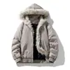 Inverno 2026 Nova Jaqueta de Algodão com Capuz Estilo Hong Kong Águia da Montanha Tendência Acolchoada Quente Moda Masculina Casaco de Algodão Roupa Exterior
