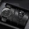 2026 Estuche Personalizado Transfronterizo para Equipo Deportivo Reloj con Correa de Cuero Reloj de Cuarzo de Aleación para Hombre Juego de Joyería de Cruz