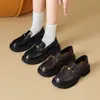2026 Mocasines de Cuero de Alta Calidad con Suela Gruesa para Mujer Planos sin Cordones Tacón Grueso Estilo Británico Versátil Zapatos Pequeños de Cuero