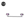 Aretes de piercing personalizados de ángulo recto transfronterizos, titanio F136 con rosca interna e incrustación de diamante, joyería para piercing corporal de titanio G23