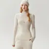 Qualidade de luxo! Suéter 100% cashmere para mulheres, com gola alta discreta, tricô canelado, corte justo e design liso, perfeito como peça base