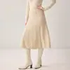Casual e versátil! Saia midi 100% cashmere pura para mulheres, com design plissado em linha A, perfeita para outono e inverno