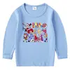 2026 Nova Camiseta Infantil de Primavera e Outono Gola Redonda Desenho Animado Manga Longa Camiseta Básica Conjunto para Meninos e Meninas Camiseta de Algodão