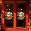 Pegatina Estática de Calcetín Navideño Santa Claus de Dibujos Animados Reno Oso Pequeño Pegatina para Puerta de Cristal Tienda de Centro Comercial Festival