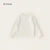 Roupas Infantis Youbao Primavera e Outono Novas Blusas Versáteis Roupa Íntima Infantil Cor Sólida Manga Longa Babados Camiseta Básica para Meninas